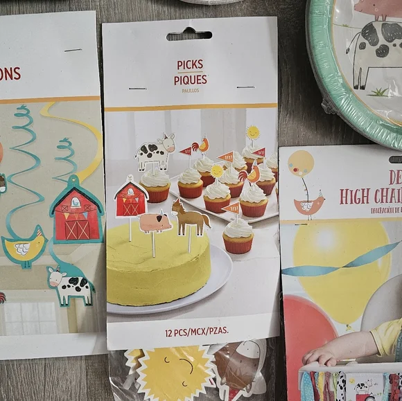Birthday Party Farm theme bundle NWT